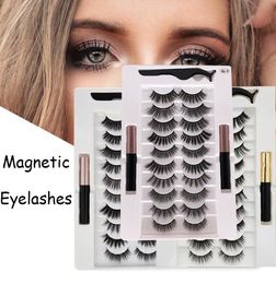 Cils magnétiques 3D vision des cils de vision des cils aimants d'Eyeliner Maignes avec pinceaux courts faux cils durables outils de maquillage à la main 4981971