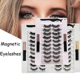 Pestañas magnéticas 3D Mink Eyelash Magnetique Eyeliner Magnets Pests con pinzas Cortas Pestañas Falsas Herramienta de maquillaje Handmade Handmade Durante6347833333