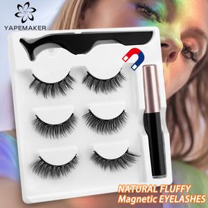 Magnetische wimper 3D mink valse make -up wimpers eyeliner pincet set natuurlijke korte faux cils 220524