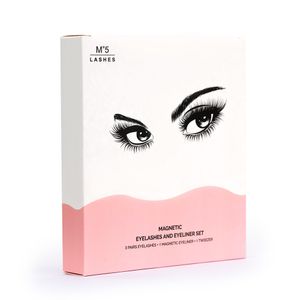 Magnetische wimpers valse wimpers + vloeibare eyeliner + tweeteen oog make-up set 3D-magneet valse wimpers gratis verzending