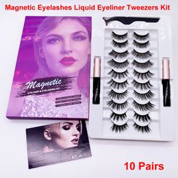 Magnetische wimpers met 2 magnetische eyeliner pincet kit 10 paren herbruikbare valse wimpers vloeibare eyeliner oogmake-up tool nee lijm Need Nood