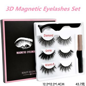 Arrivé vente magnétique faux cils Eyeliner Set 3 paires de cils doublure pince à épiler livraison gratuite 10