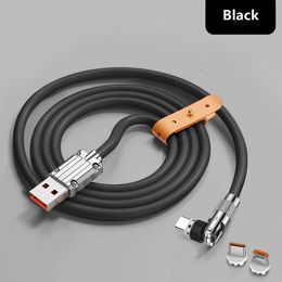Magnetische Snel Opladen USB Kabel 6A 120W Metaal Vloeibare Siliconen Type-C Micro-USB Data Charger Kabel 1.2M Lijn Voor iPhone Android