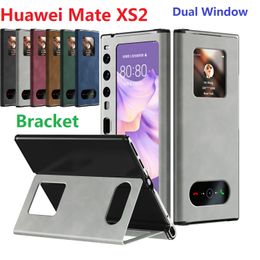 Magnetische flip -boekenkasten voor Huawei Mate XS 2 XS2 Case Dual Window View Leather Stand Protection Cover