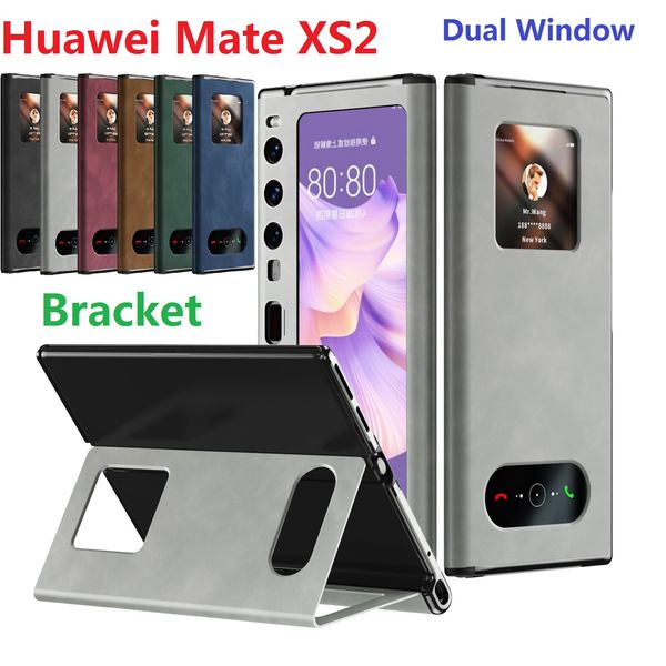 Etuis à rabat magnétiques pour Huawei Mate Xs 2 Xs2 Etui à double fenêtre Vue Housse de protection en cuir