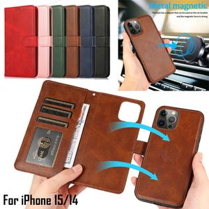 Étui en cuir à rabat magnétique pour iPhone, portefeuille avec fente pour carte, pour modèles 15, 14, 13, 12, 11 Pro Max, XR, XS, X, 7, 8 Plus, SE