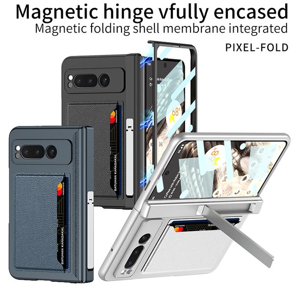 Étuis pliants magnétiques pour Google Pixel support de boîtier pliable charnière de carte de crédit Film de protection couverture d'écran