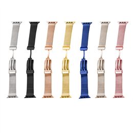 Magnetisch vouwen Easy Quick Mesh gevlochten horlogebandbanden Milanese verstelbare bandarmband voor Apple Watch Series 3 4 5 6 7 8 Ultra 49mm 45 mm 41 mm voor Samsung 20 mm 22m