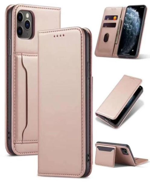 Magnetic Folio Case para Samsung A20 S21FE S21 Ultra A30 A50 A70 A90 5G A51 A71 S22 Plus A13 Google Pixel 6 Pro Múltiples ranuras para tarjetas1433451