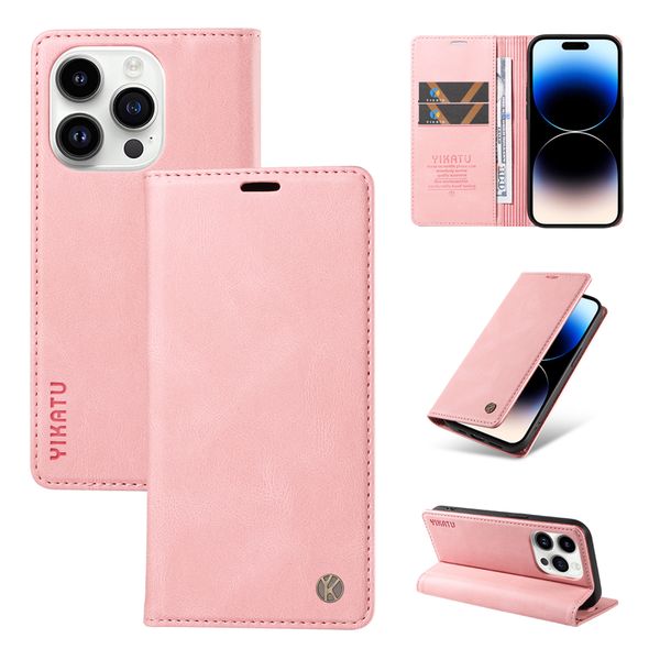 Étui de téléphone à vogue en cuir folio magnétique pour iPhone 15 14 Pro Max Samsung Galaxy S22 S23 Ultra Google Pixel 8 8pro 7 7pro 7a Sony Xperia 1 5 10 Shell à emplacements à double carte