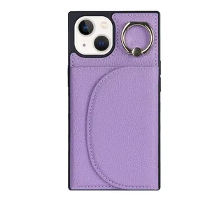 Étuis de téléphone en cuir à motif Folio Lychee magnétique pour iPhone 14 Pro Max, plusieurs emplacements pour cartes, portefeuille, pochette, béquille, coque arrière d'affaires, antichoc