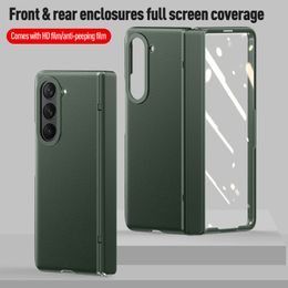 Shell Cover voor Samsung Galaxy Z Fold 5 Case Pu Leather Stand scharnierbeveiliging Volledig scherm Coverage