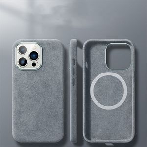 Magnetische echte Alcantara Leather Case voor iPhone 15 Pro Max 14 Soft-Touch MagSafe Cover