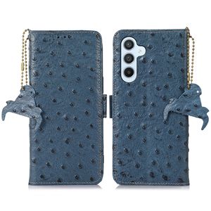 Étui de téléphone folio magnétique en cuir véritable pour iPhone 14 13 Pro Max Samsung Galaxy S23 Ultra S22 A25 A54 5G Google Pixel 8 8Pro 7A Sony Xperia 1 5 10 Coque portefeuille en autruche