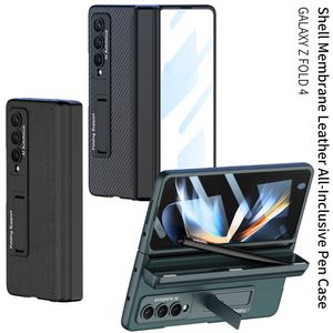 Charnière magnétique pour Samsung Galaxy Z Fold 4 5 3 Fold3 Fold5, Film de protection d'écran en verre trempé, couvercle de boîte à stylo en cuir