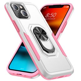 Magnetische hybride 2 in 1 schokbestendige telefoonhoesjes voor iPhone 15 14 13 12 11 Pro Max Plus Xr Xs Samsung Galaxy S23 Ultra A13 A32 A72 A52 Armor Ringhouder beschermhoes