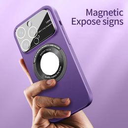 Funda magnética para teléfono con lente de cristal grande, protección para lente de ventana grande, carcasa magnética para iPhone14 13 ProMax, funda a prueba de golpes