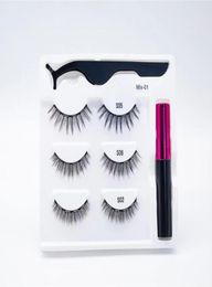 Magnetische wimpers Eyeliner Kit 3D Nertsenwimpers met 5 mgnets Langdurige 3 paar valse doos Ondersteuning Private Label3395924