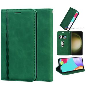 Magnetisch lederen portemonnee mobiele telefoon kassen voor iPhone 14 13 12 11 Pro Max XR XS iPhone 5 5S 6 6s 7 8 Plus kaartslots Business Pure Color Leather Cases