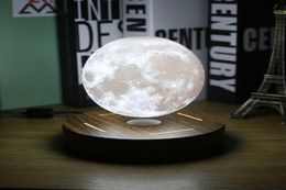Laut de lune en lévitation magnétique 3D Base de bois 10 cm lampe de nuit flottante.