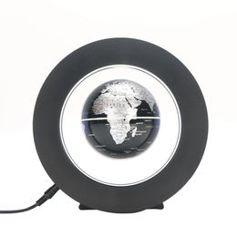 Magnetische levitatie drijvende globe 4 "met gekleurde led-verlichting o vorm anti-zwaartekracht magnetische levitatie roterende wereldkaart voor kinderen cadeau