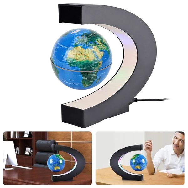 Globe à lévitation magnétique cadeaux d'anniversaire lampe antigravité électronique nouveauté boule lumineuse LED carte du monde décoration de la maison flottante 240220