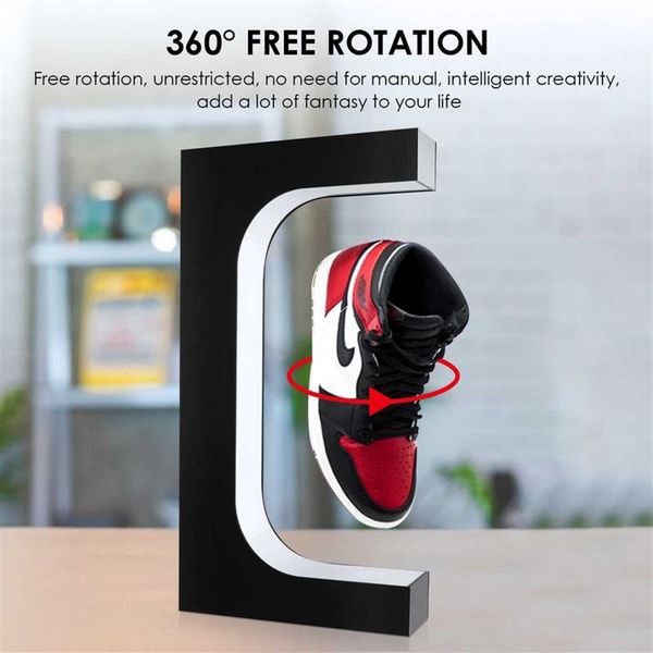 Lévitation magnétique LED chaussure flottante 360 degrés Rotation présentoir Sneaker Stand maison maison magasin chaussure affichage tient support 211194K