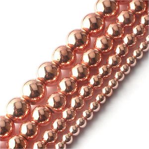 Magnetische materialen 8 mm natuursteen kralen Roségouden hematiet Ronde los voor sieraden maken 15 inch 4/6/8/10mm Diy Drop de Dhgarden Dhegi