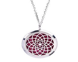 Magnétique Soleil Ouvert Mandala Pendentif Aroma Parfum Huile Essentielle Diffuseur Médaillon En Acier Inoxydable Collier Bijoux pour Femmes Cadeau 1115850