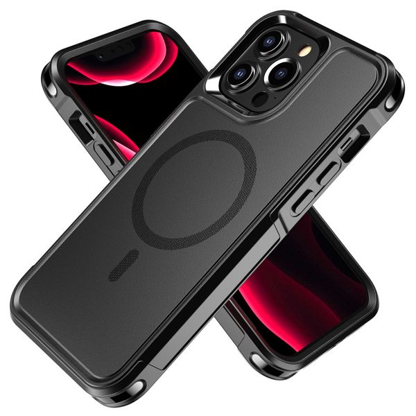 Étui de téléphone magnétique pour iPhone 15 Pro Max Case compatible avec les couvercles de qualité militaire lourds de Magsafe pour 13 12 Mini 14