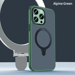 Coque de téléphone magnétique avec support pour iPhone, compatible modèles 12, 14, 13, 15 Pro Max, MagSafing, chargement sans fil, antichoc, en métal