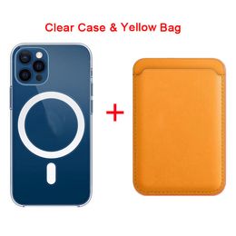 Étuis de téléphone magnétique avec porte-sacs de cartes de portefeuille de portefeuille en cuir pour Magsafe iPhone 12 13 14 Pro Max Mini 14 Mag Cover arrière