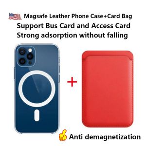 Magnetische telefoonhoesjes met lederen portemonnee kaarthouder voor magsafe iPhone 14 12 13 Pro Max Mini Mag Safe Back Cover