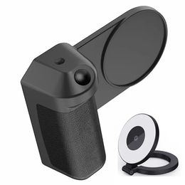 Magnetische telefoonoplader 5000mAh Powerbank met LED-invullicht + magnetische handgreephouder Ondersteuning Bluetooth Selfie - Zwart