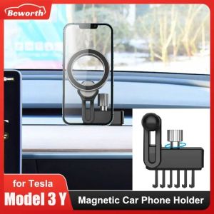 Support de téléphone magnétique pour voiture Tesla modèle 3 Y, accessoires de montage Compatible avec iPhone 12/13/14 et téléphones portables Samsung