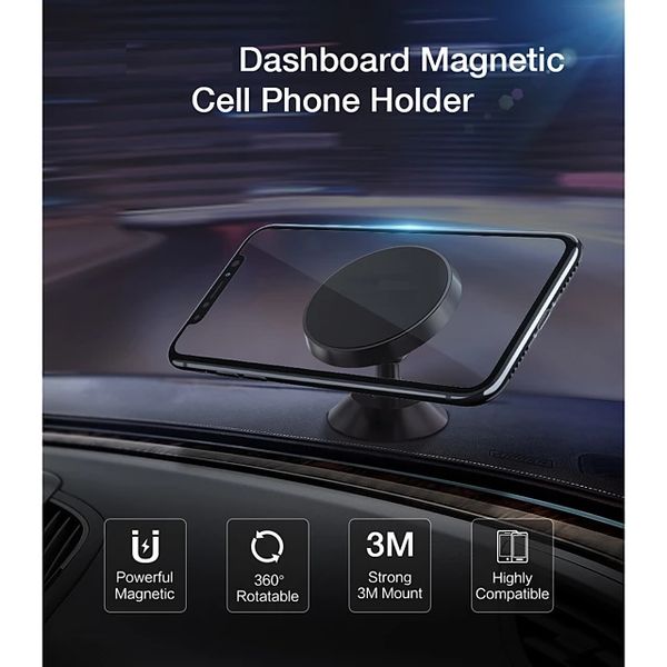 Support de téléphone magnétique, aimant super puissant avec 4 plaques métalliques, support magnétique pour smartphone, rotation à 360 °, tableau de bord universel