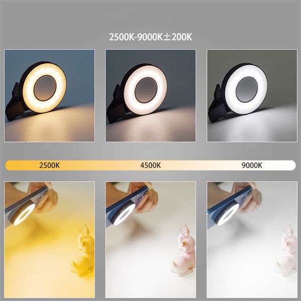 Luz de selfie de teléfono móvil portátil magnético Ligera Dimmable 2500K-9000K LED Video Light para teléfono de teléfono inteligente Light Shot Studio Kit