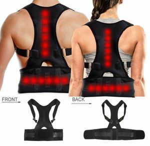 Corrector de postura magnético soporte espalda hombro Brace cinturón ajustable espalda Brace Lumbar hombro soporte cinturones para hombres mujeres