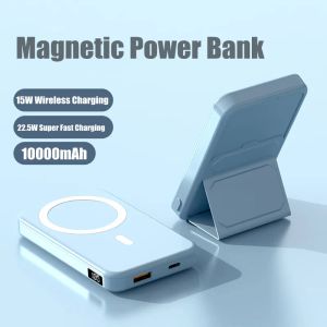 Banco de energía magnético con soporte, cargador inalámbrico portátil de carga súper rápida de 22,5 W para iPhone, Xiaomi, paquete de batería de respaldo externo