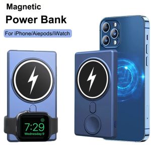 Powerbank magnético para iphone 14 13 12 11max apple watch airpods carregador rápido sem fio bateria externa macsafe power bank