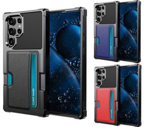 Magnetische PU -leerkaarthouder Slots Wallet Cases voor Samsung Galaxy S22 Ultra S23 Opmerking 20 S21 Fe S20 plus S10 Hard Back Conque C6028545