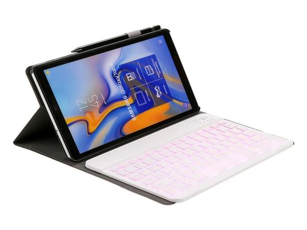 Funda magnética de cuero PU con teclado Bluetooth extraíble retroiluminado de 7 colores para Samsung Galaxy Tab A 101 2019 T510 T515 Tablet8115994