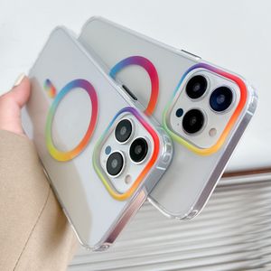 Étuis de téléphone magnétiques arc-en-ciel pour iPhone 14 Pro Max Magsafe, couverture colorée de chargement sans fil pour iPhone 14 Plus 13 Pro Max