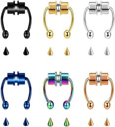 SEPTUM MAGNÉTIQUE Anneau de nez faux septum Piercing Horseshoe en acier inoxydable Clip sans portage sur les anneaux de nez entier4222098