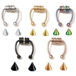 Magnetic Septum Nose Ring Septum Piercing Fake Horseshoe Nose Rings Hoop Non-Piercing 316L Stainless Steel