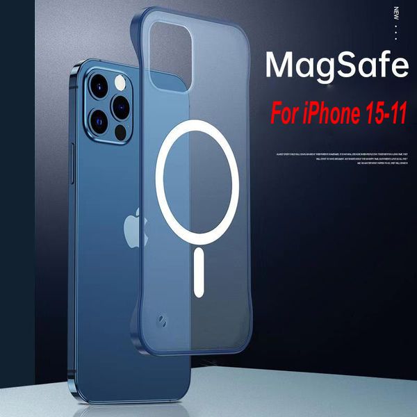 Étui mat mince de chargement sans fil magnétique pour iPhone 15 13 12 11 X XS XR XS Max 14Plus Magsafe couverture de téléphone protecteur d'objectif d'appareil photo complet