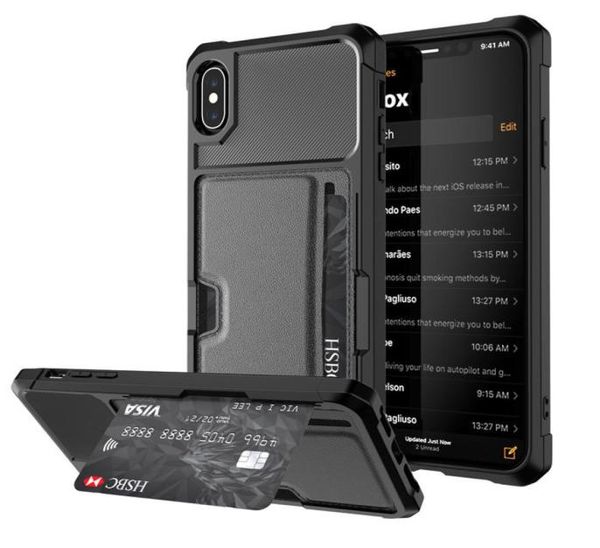 Funda de teléfono con soporte magnético para iPhone 12 11 pro X XS MAX XR 8 7 6S Plus Funda completa con soporte para coche con ranuras para tarjetas de crédito 7721451