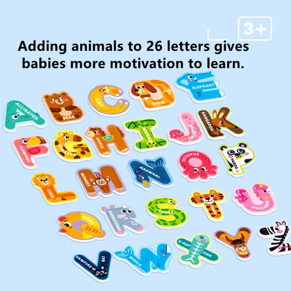 Autocollants magnétiques Lettres de réfrigérateur Nombres cognitifs Animal Match Puzzle Game Baby Early Educational Toys for Children