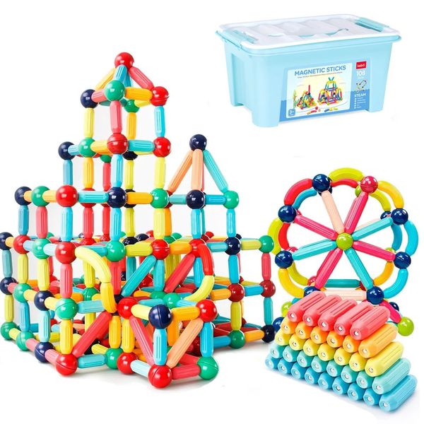 Palos magnéticos Juguetes de bloques de construcción para niños Montessori educativo preescolar juguete para niños pequeños juego de construcción magnético regalo 240110