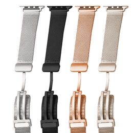 Magnetische band voor Apple Watch Ultra 49mm 45 mm 41 mm 44 mm 40 mm 38/42 mm roestvrijstalen mesh band Bracelet Iwatch Series 8 7 SE 6